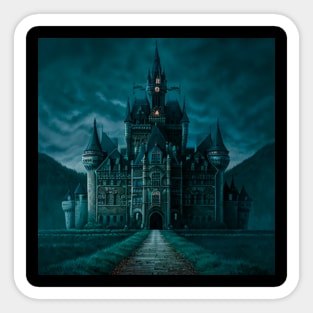 Surreal, creepy Halloween Castle Sticker
